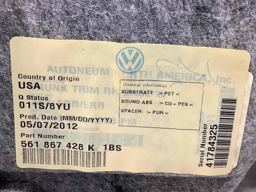 Элементы отделки багажника 2040-059 Volkswagen Passat B7 USA  561867428K 